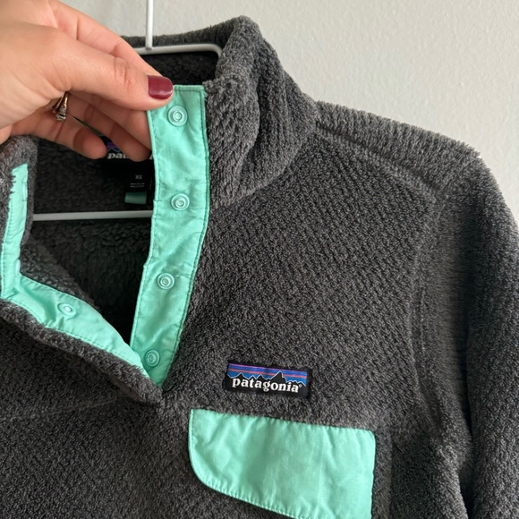 Patagonia Re-Tool Snap-T Fleece Pullover Feather Grey Turquoise Size XS - Picture 3 of 15